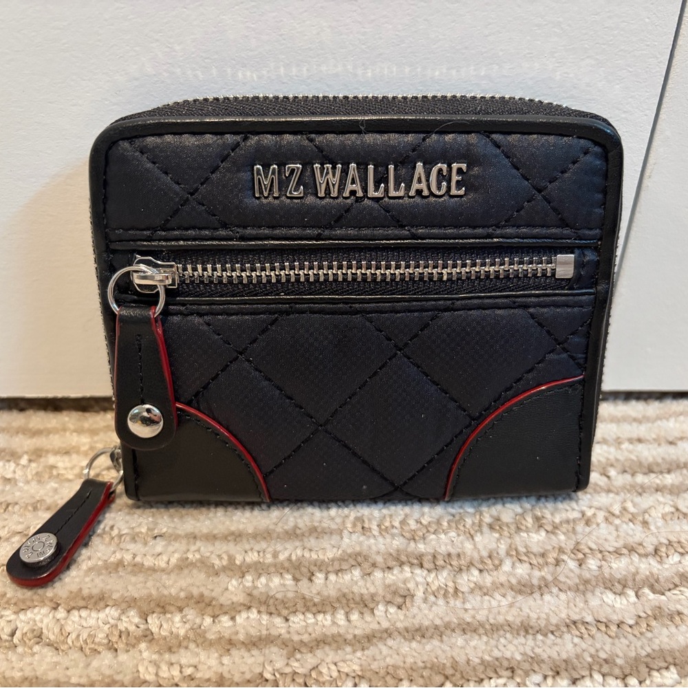MZ Wallace Small Crosby Wallet in Black/Silver